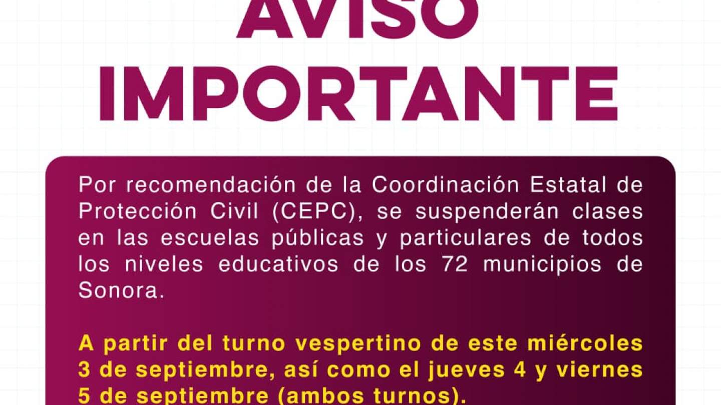 Emite Gobierno de Sonora medidas preventivas para el sector educativo ante pronóstico de lluvias: SEC