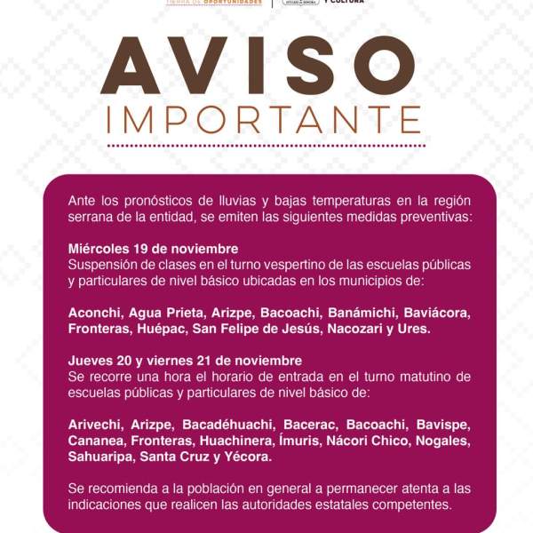 Se emiten recomendaciones ante pronósticos de lluvias y bajas temperaturas: SEC