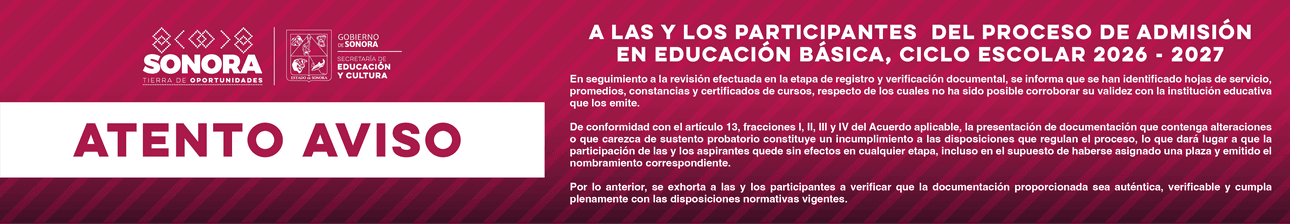 Proceso de Admisión en Educación Básica, ciclo escolar 2026-2027